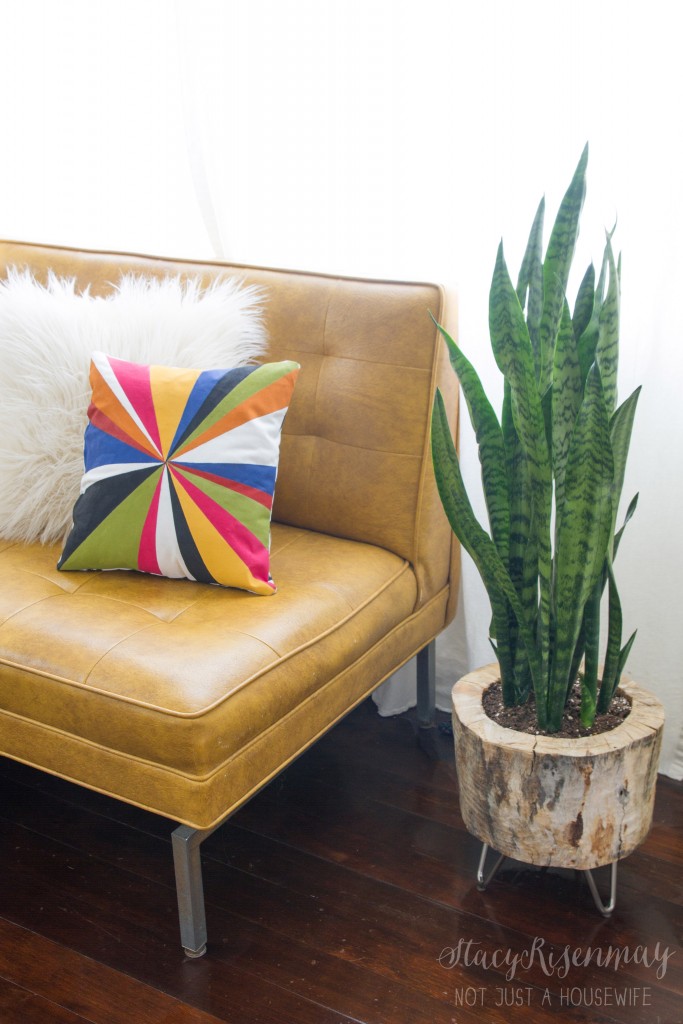 painted pillow with color burst design