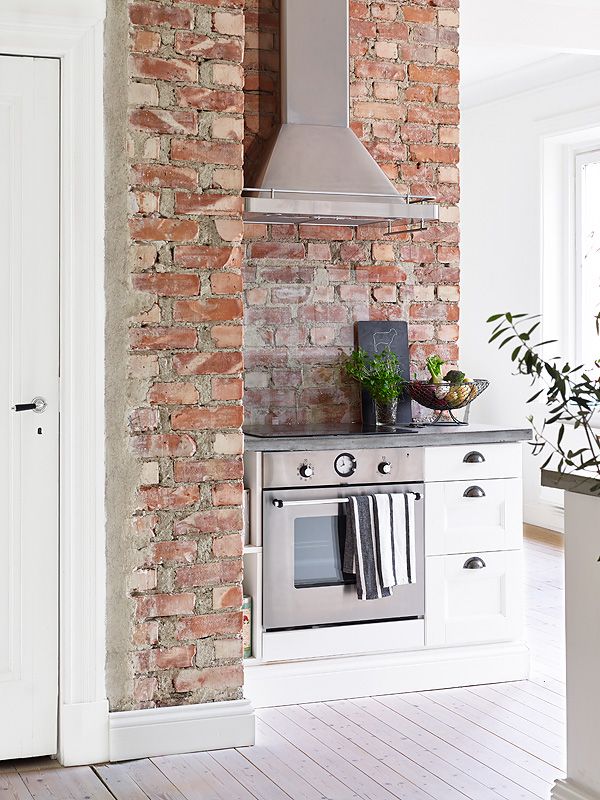 brick wall kitchen