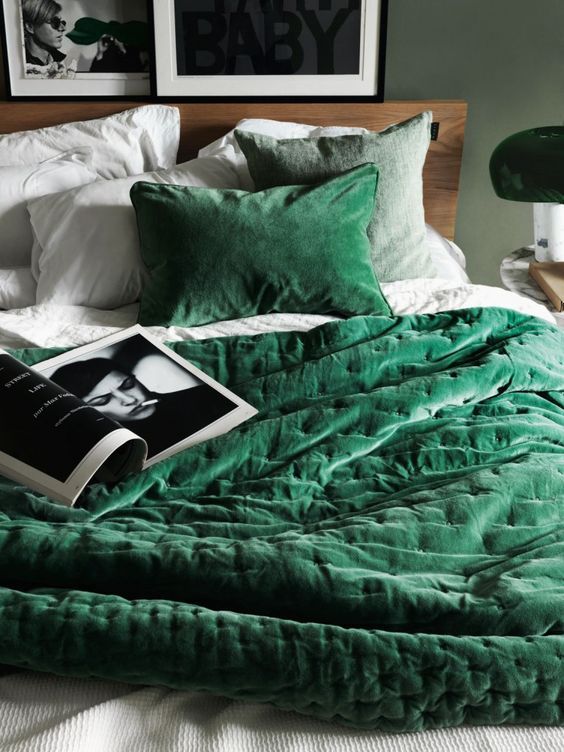 green velvet bedding
