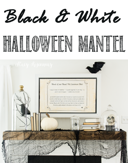 Black and white Halloween Mantel