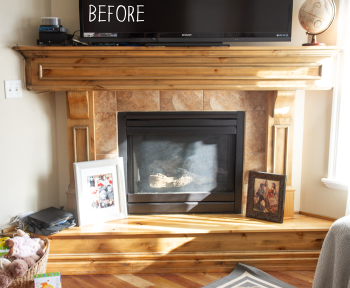 fireplace before makeover