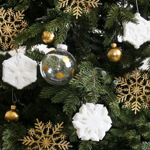 white resin snowflake ornaments