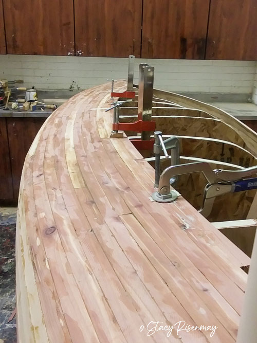 constructing a wood canoe