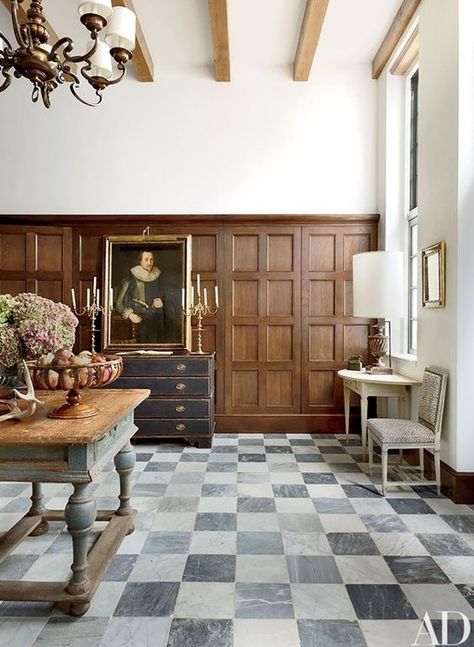 checkerboard pattern marble tile floor