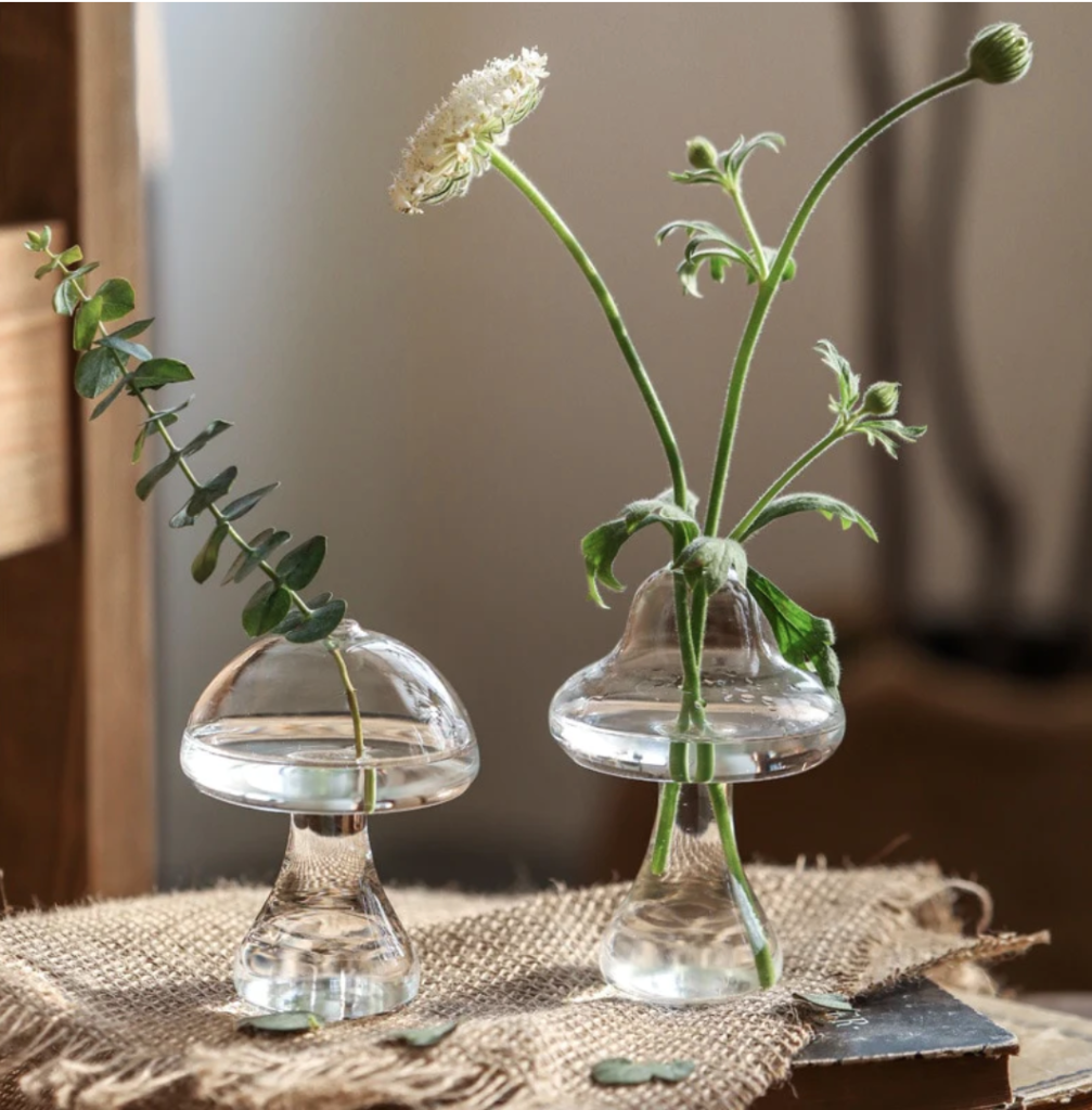 clear glass mushroom vases