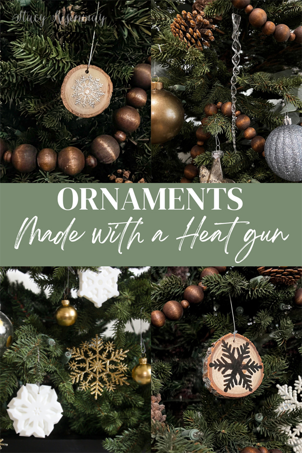collage of ornaments made with a heat gun