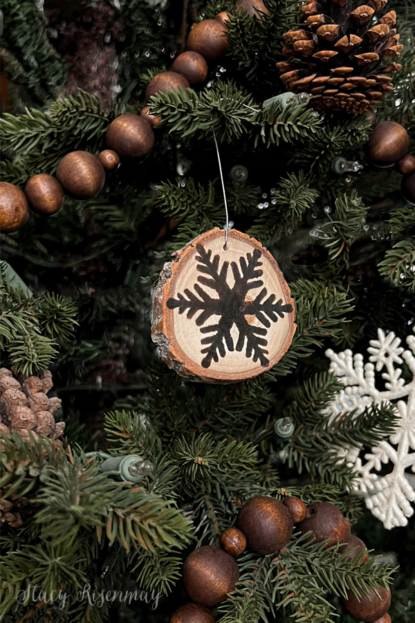 wood burned ornament made with heat gun